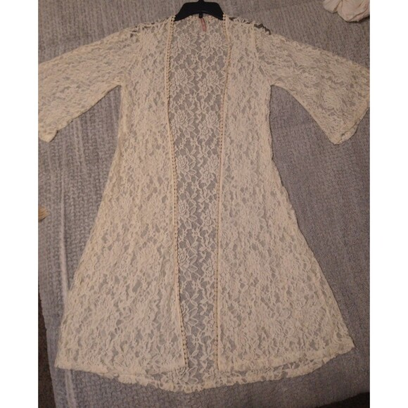 Mauve Anthropologie lace open flared  cardigan  Sm Boho Cottagecore Feminine Y2k - Picture 5 of 10